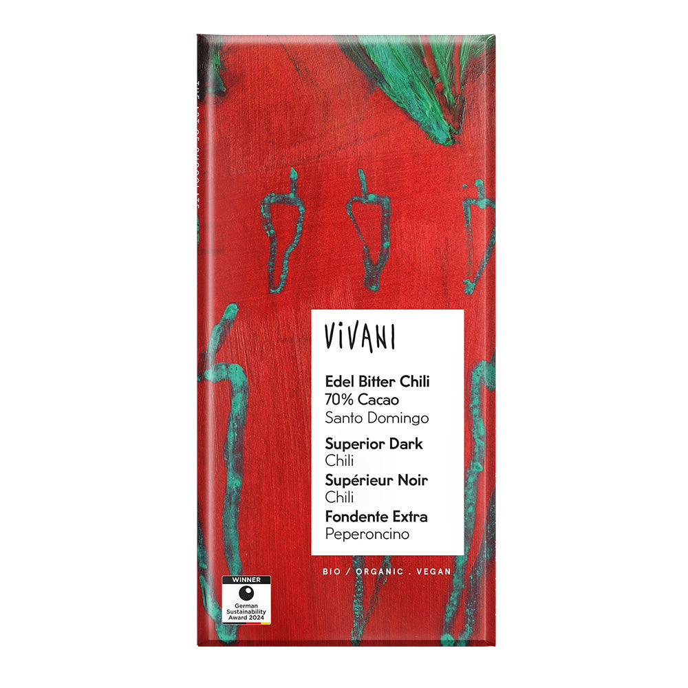 Dark Chilli Chocolate 70% Vegan Organic 100g