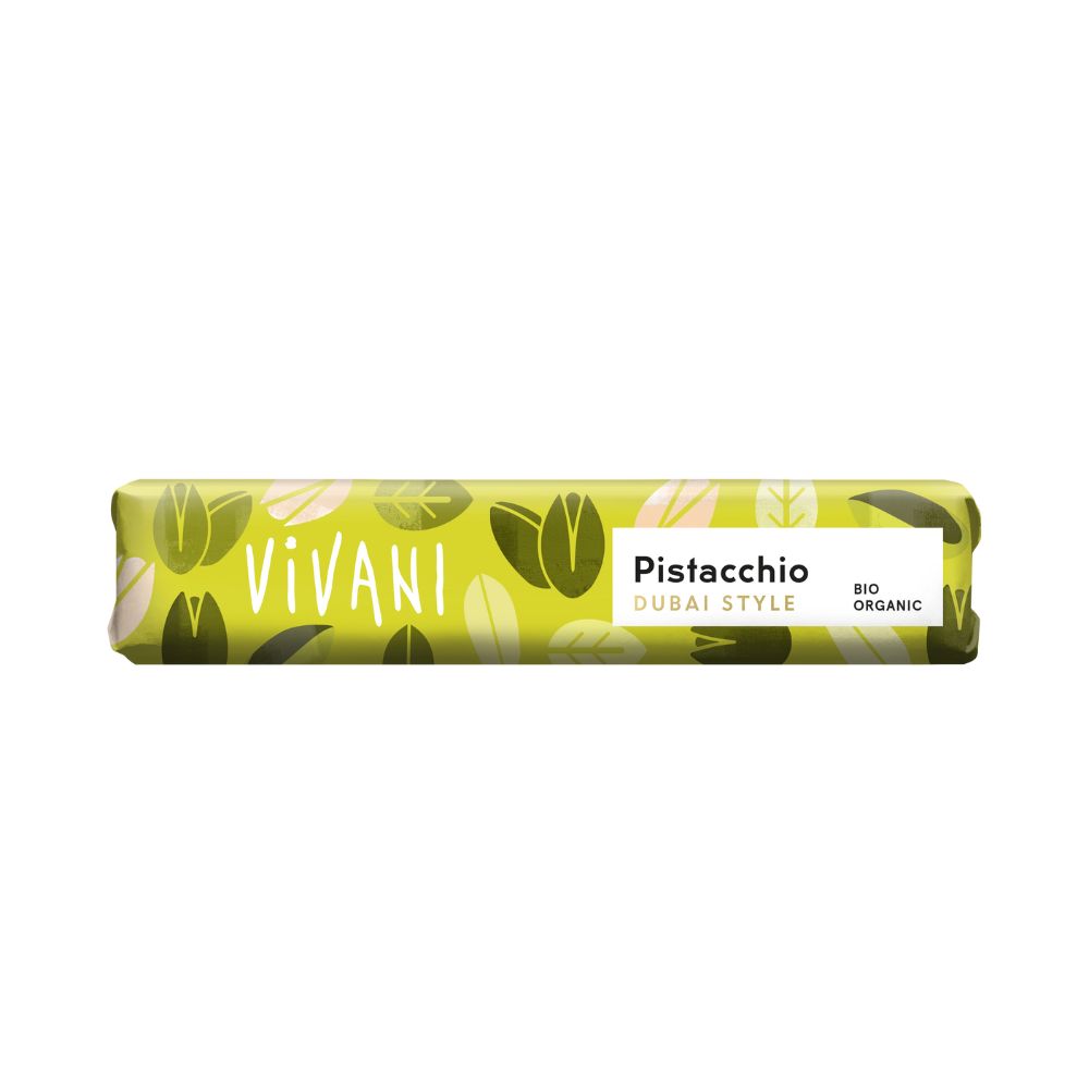 Organic Mini Milk Chocolate Pistacchio Dubai Style Bar 40g