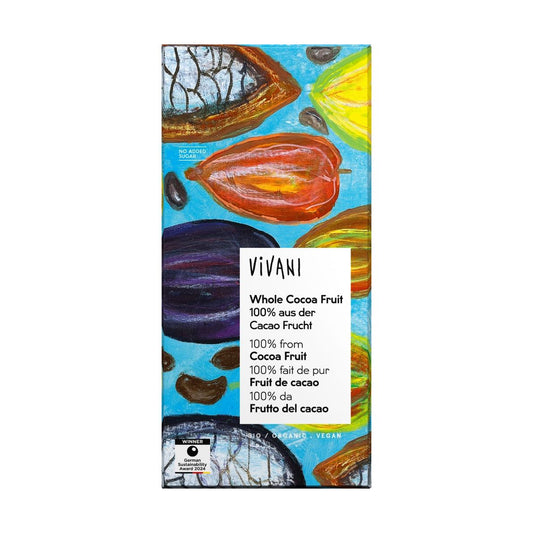 Whole Cocoa Fruit 100% Chocolate bar Vegan Organic 80g