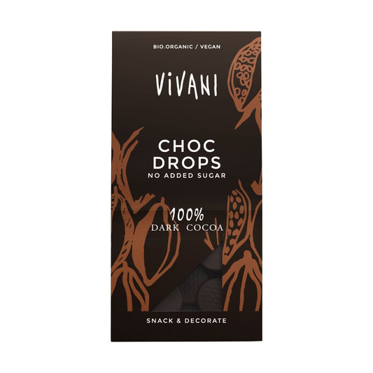 Dark Chocolate Drops 100% Cocoa Vegan Organic 100g
